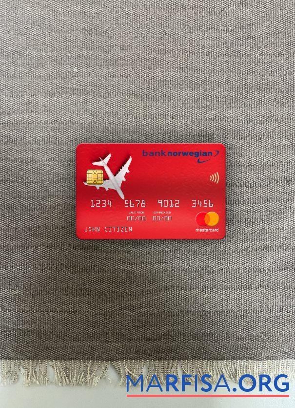 Printable Norway Bank Norwegian AS bank mastercard photolook front real example